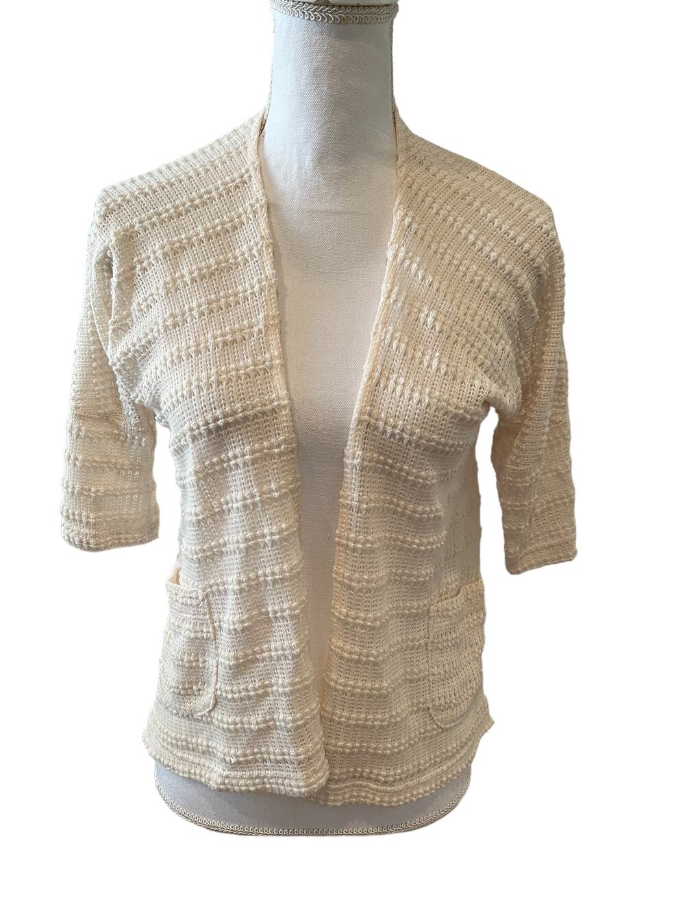 Urban Outfitters Pins and Needles Open Knit Cardigan Sweater Off White
